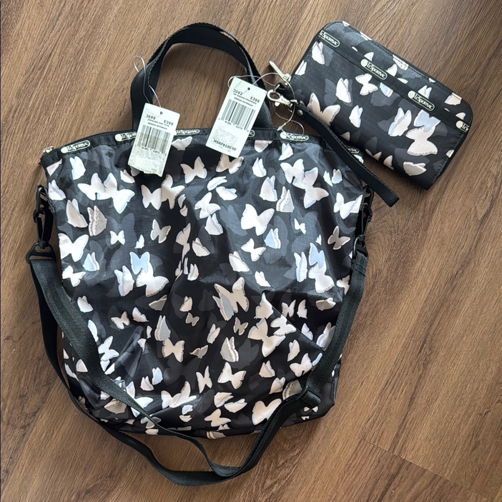 NWT Lesportsac Butterfly Bag and Wallet Set